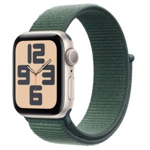 Смарт-часы Apple Watch SE (2024) GPS 44 мм, Sport Loop, Starlight/Lake Green, Сияющая звезда/Зеленый