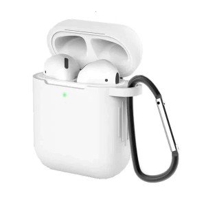 Силиконовый чехол для Apple AirPods с карабином Белый Силиконовый чехол для Apple AirPods с карабином Белый