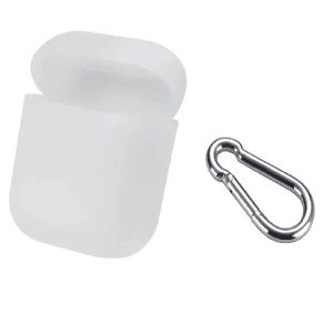 Силиконовый чехол для Apple AirPods с карабином Прозрачный матовый Силиконовый чехол для Apple AirPods с карабином Прозрачный матовый