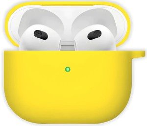 Силиконовый чехол для Apple AirPods 4 с карабином Yellow