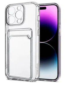 Чехол силиконовый с картхолдером для iPhone 14 Pro (Прозрачный) Чехол силиконовый с картхолдером для iPhone 14 Pro (Прозрачный)