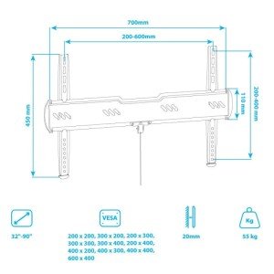 Кронштейн для телевизора Kromax Ultra Slim-100, 32"-90", макс. 55кг