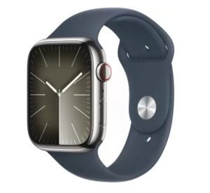 Умные часы Apple Watch Series 9 GPS + Cellular, 45mm Stainless Steel Case with Storm Blue Sport Band S/M Умные часы Apple Watch Series 9 GPS + Cellular, 45mm Stainless Steel Case with Storm Blue Sport Band S/M