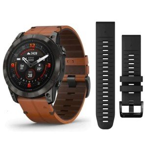 Умные часы Garmin Epix Pro (Gen 2) Sapphire Edition Titanium, 010-02804-30, 51 мм, кожа + Black Silicon Band