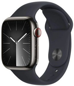 Умные часы Apple Watch Series 9 41 мм, S/M 130-180 мм, Stainless Steel Case with Sport Band, Graphite/Midnight