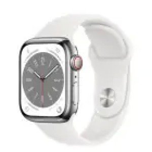 Apple Watch Series 8 GPS + Cellular 45mm Silver Stainless Steel Case with White Sport band (серебрянный/ белый) Apple Watch Series 8 GPS + Cellular 45mm Silver Stainless Steel Case with White Sport band (серебрянный/ белый)