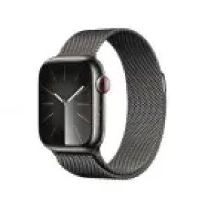 Apple Watch Series 9 45mm Silver Stainless Steel Case with Graphite Milanese Loop Apple Watch Series 9 45mm Silver Stainless Steel Case with Graphite Milanese Loop