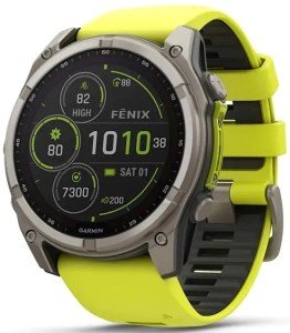 Умные часы Garmin Fenix 8 51 мм Solar, Sapphire Titanium, серый с желтым ремешком (010-02907-21) Умные часы Garmin Fenix 8 51 мм Solar, Sapphire Titanium, серый с желтым ремешком (010-02907-21)