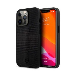 Чехол Mercedes GENUINE LEATHER MESHED EFFECT METAL BLACK STAR LOGO для iPhone 13 ProMax, черный Чехол Mercedes GENUINE LEATHER MESHED EFFECT METAL BLACK STAR LOGO для iPhone 13 ProMax, черный