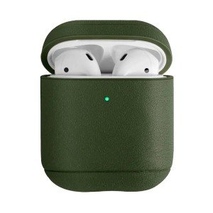 Кожаный чехол Uniq Terra Genuine Leather для AirPods 1/2, цвет оливковый 