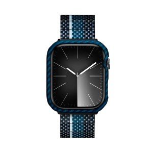 Чехол PITAKA Air Case для Apple Watch 45мм 7/8/9 чёрно/синий (полоска) 