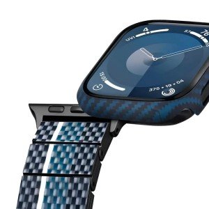 Чехол PITAKA Air Case для Apple Watch 45мм 7/8/9 чёрно/синий (полоска) 