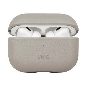 Кожаный чехол Uniq Lyden DS Leatherette with handstrap Canary для AirPods Pro 2 Ivory/Lychen Green