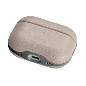 Кожаный чехол Uniq Lyden DS Leatherette with handstrap Canary для AirPods Pro 2 Ivory/Lychen Green