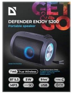 Портативная колонка 5W BLACK 65200 ENJOY S200 DEFENDER