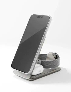 Беспроводная зарядная станция VLP Alum Power Pro MagSafe 3in1 для iPhone/AirPods/Watch Natural Titan