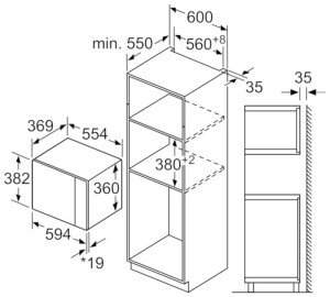 Микроволновая печь встраиваемая Bosch BFL554MB0, черный