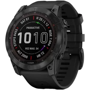 Garmin FENIX 7X Sapphire Solar титановый угольно-серый DLC с силиконовым ремешком