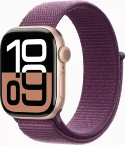Умные часы Apple Watch Series 10, 42mm, Rose Gold Aluminum Case, Plum Sport Loop Умные часы Apple Watch Series 10, 42mm, Rose Gold Aluminum Case, Plum Sport Loop