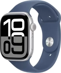 Apple Watch Series 10 GPS 46мм Aluminium Case with Denim Sport Band - M/L серебристый Apple Watch Series 10 GPS 46мм Aluminium Case with Denim Sport Band - M/L серебристый