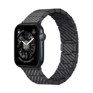 Браслет PITAKA Carbon Fiber Link серия Modern для Apple Watch Для всех размеров часов, чёрно/серый (полоска) 38/40/41/42mm 44/45/46/49mm