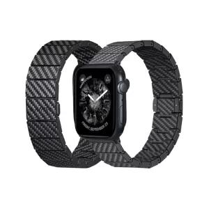 Браслет PITAKA Carbon Fiber Link серия Modern для Apple Watch Для всех размеров часов, чёрно/серый (полоска) 38/40/41/42mm 44/45/46/49mm