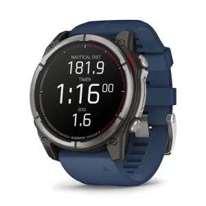 Garmin QUATIX 8  51mm, Sapphire AMOLED, Titanium, синий силиконовый ремешок 