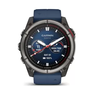 Garmin QUATIX 8  51mm, Sapphire AMOLED, Titanium, синий силиконовый ремешок 