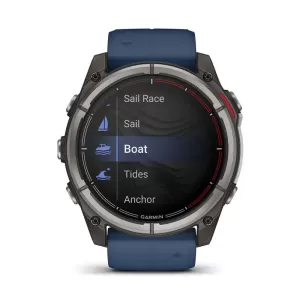 Garmin QUATIX 8  51mm, Sapphire AMOLED, Titanium, синий силиконовый ремешок 