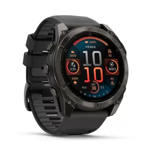 Garmin FENIX 8 47mm, Sapphire AMOLED, угольно-черный DLC, пепельно-черный силиконовый ремешок 