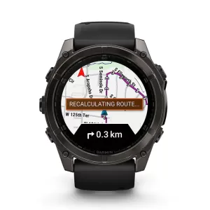 Garmin FENIX 8 47mm, Sapphire AMOLED, угольно-черный DLC, пепельно-черный силиконовый ремешок 