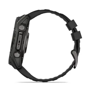Garmin FENIX 8 47mm, Sapphire AMOLED, угольно-черный DLC, пепельно-черный силиконовый ремешок 