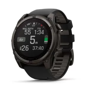 Garmin FENIX 8 51mm Sapphire Solar титановый угольно-серый с DLC-покрытием и черным ремешком 