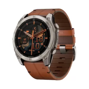 Garmin FENIX 8 51mm, Sapphire AMOLED, Titanium, каштановый кожаный ремешок Garmin FENIX 8 51mm, Sapphire AMOLED, Titanium, каштановый кожаный ремешок