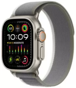 Часы Apple Watch Ultra 2 49 мм, S/M, Titanium Case with Green/Gray Trail Loop Часы Apple Watch Ultra 2 49 мм, S/M, Titanium Case with Green/Gray Trail Loop