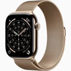 Apple Watch Series 11 GPS 46mm Gold Titanium Case with Gold Milanese Loop
