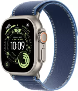 Apple Watch Ultra 3 (2025) 49mm Natural Titanium Case with Blue/Bright Blue Trail Loop (M/L) Apple Watch Ultra 3 (2025) 49mm Natural Titanium Case with Blue/Bright Blue Trail Loop (M/L)