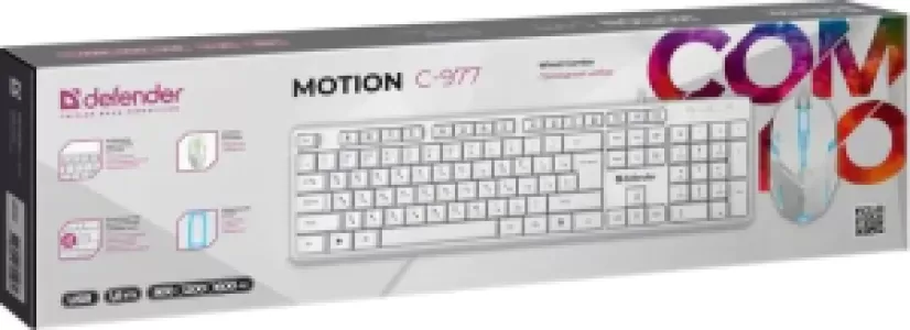 Клавиатура + мышка LINE MOTION C-977 RU WHITE 45977 DEFENDER