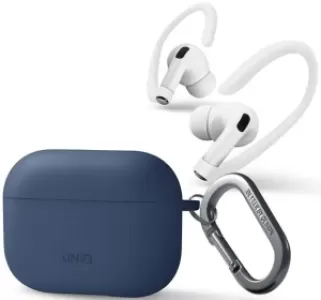 Чехол с карабином Uniq NEXO Liquid silicone + Sports ear hooks для AirPods Pro 2, синий (AIRPODSPRO2-NEXOBLU) Чехол с карабином Uniq NEXO Liquid silicone + Sports ear hooks для AirPods Pro 2, синий (AIRPODSPRO2-NEXOBLU)