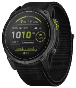 Умные часы Garmin Enduro 3, с черным титановым безелем DLC, черным нейлоновым ремешком UltraFit (010-02751-01) Умные часы Garmin Enduro 3, с черным титановым безелем DLC, черным нейлоновым ремешком UltraFit (010-02751-01)
