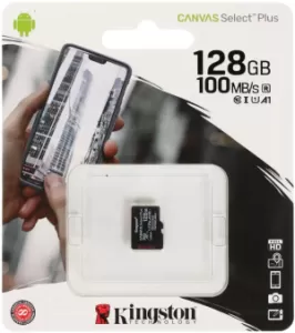 Карта памяти Kingston Canvas Select Plus microSDXC UHS-I U1 128 ГБ, (SDCS2/128GBSP) Карта памяти Kingston Canvas Select Plus microSDXC UHS-I U1 128 ГБ, (SDCS2/128GBSP)
