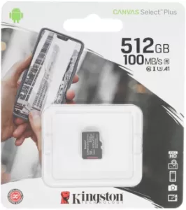 Карта памяти microSDXC UHS-I U3 Kingston Canvas Select Plus 512 ГБ, (SDCS2/512GBSP) Карта памяти microSDXC UHS-I U3 Kingston Canvas Select Plus 512 ГБ, (SDCS2/512GBSP)