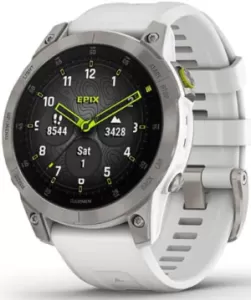 Смарт-часы Garmin Epix-2 Sapphire, титановые/белые с белым ремешком (010-02582-21) Смарт-часы Garmin Epix-2 Sapphire, титановые/белые с белым ремешком (010-02582-21)