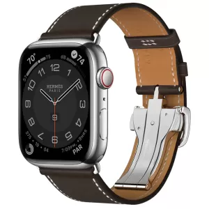 Apple Watch Hermes Series 9 45mm Silver Stainless Steel Case with Single Tour Deployment Buckle, Ebene (серый) Apple Watch Hermes Series 9 45mm Silver Stainless Steel Case with Single Tour Deployment Buckle, Ebene (серый)
