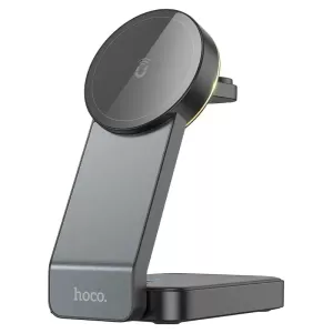 Беспроводное зарядное устройство Hoco CQ3 Folding 3-in-1 magnetic wireless fast charger, черный Беспроводное зарядное устройство Hoco CQ3 Folding 3-in-1 magnetic wireless fast charger, черный
