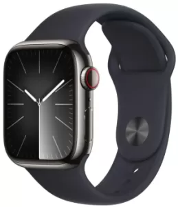 Умные часы Apple Watch Series 9 41 мм, S/M 130-180 мм, Stainless Steel Case with Sport Band, Graphite/Midnight Умные часы Apple Watch Series 9 41 мм, S/M 130-180 мм, Stainless Steel Case with Sport Band, Graphite/Midnight