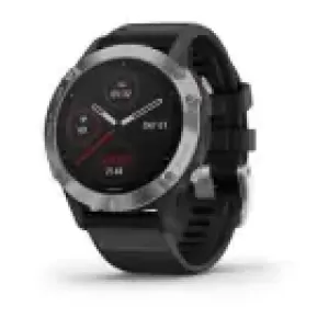 Умные часы Garmin FENIX 6 серебристый с черным ремешком Умные часы Garmin FENIX 6 серебристый с черным ремешком