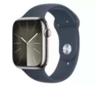Умные часы Apple Watch Series 9 GPS + Cellular, 41mm Stainless Steel Case with Storm Blue Sport Band S/M Умные часы Apple Watch Series 9 GPS + Cellular, 41mm Stainless Steel Case with Storm Blue Sport Band S/M