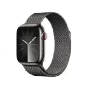 Apple Watch Series 9 45mm Silver Stainless Steel Case with Graphite Milanese Loop Apple Watch Series 9 45mm Silver Stainless Steel Case with Graphite Milanese Loop