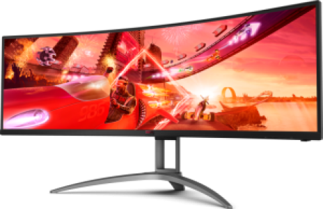 Монитор AOC 48.8", VA, UltraWide, 5120х1440, изогнутый, 4 мс, 165 Гц, AMD FreeSync Premium Pro, nVidia G-Sync Compatible, 400 кд/м2, 178°/178°, 3xHDMI, DisplayPort, USB Type-C, динамики, чёрный